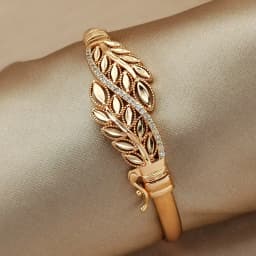 1Pcs Women's Gold Plated Flower Zircon Bangle, Hollow Filigree Design, Elegant Statement Bracelet for Daily Wear