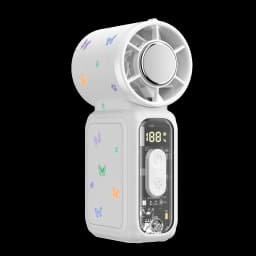 Portable Ice Cooling Fan,Handheld Neck Mini Fan With Makeup Mirror,5000mAh 13H Long Lasting,199 Speed Adjustable,LED Flashlight&SOS Light,Type-C Rechargeable Ultra Quiet Fan For Camping Outdoor Work Travel Dorm Truck,Gift Use,Random Cat/Butterfly Sticker