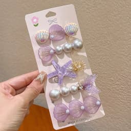 5pcs Starfish Colorful Shell Pearl Hair Clip for Women Sweet Cute Duckbill Clip Fashion Girl Hairpin Hair Accessories