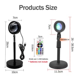 16 Colors Sunset Light USB LED Projection Desk Lamp Remote RGB Night Light Ambient Lighting for Photography Party Room Decor
