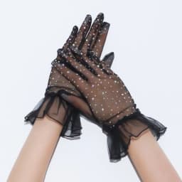 Women Sexy Transparent Shiny Pole Dancing High Stretch Gloves Stage Performance Cosplay Mesh Lolita Elegant Short Ruffle