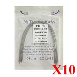 10pack AG Dental Arch Wires Orthodontic Super Elastic NITI Round Rectangle Archwire Lower/Upper 012/014/016/018/020/16x16/16x22