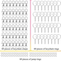 180PCS Key Chain Rings Pendants Keychain Hardware Key Hooks with Key Rings and Jump Ring DIY Crafts Keychain Making Supplies