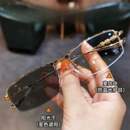 0 To -6.0 Myopia Glasses Anti Blue Light/ Photochromic Versatile Men's Business Glasses Half Frame Myopia Glasses