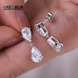 GRA Certified 5cttw Waterdrop Moissanite Drop Earrings for Women 925 Sterling Silver Pear Cut Diamond Stud Earring Bride Jewelry