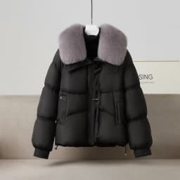 New Winter Down Cotton-padded Jacket Women's Short Parkas Big-fur-collar Outerwear Streetwear Lady Loose Warm Thicken Tops