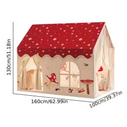 Extra-Large Playhouse Tent with White and Red Polka Dot Roof, Red Mushroom House, Princess Fairy Tale Play Tent, Equipped with Windows/Curtains/Storage Bag, Sturdy Iron Material, Portable Outdoor Playhouse, Party Decoration for Early Learning and Imaginative Play, Large Toy Castle Tent, Halloween/Christmas/Thanksgiving/Birthday Holiday Gift, Does Not Include Accessories and Lighting