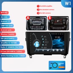 Hizpo 2Din Android 13 for Nissan Rogue X-Trail X Trail 3 T32 2013 - 2017 Qashqai 2 J11 Car Radio Multimedia GPS Carplay Auto DSP