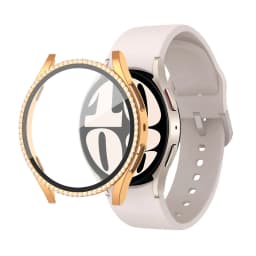 Glass+Case for samsung Galaxy watch 6 4 5 44mm 40mm 44 accessoires Bling Diamond PC bumper+Screen protector watch6 watch4 Cover