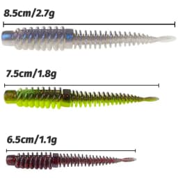10PCS Soft Lures 6.5cm 7.5cm 8.5cm Thread TPE Worm Jig Hook Carp Fishing Crankbait Pesca Swimbait Gear Fishy Flavor Silicon Bait