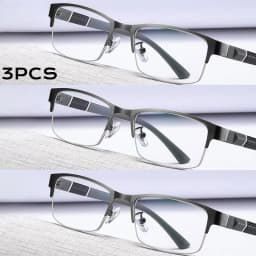 3PCS Blue Light Blocking Reading Glasses Men Half-frame Glasses Business Male Eyeglasses For Old People Glasses With Grade +100