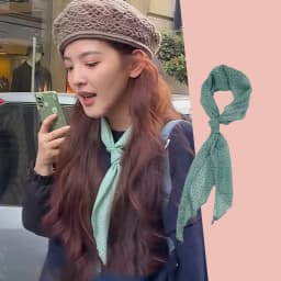 Ladies New Ins Style Brown Chiffon Polka Dot Long Silk Scarf Multifunctional Accessory Neck Women's Headband Tie Hair Towel