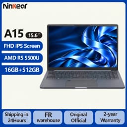 Ninkear A15 15.6 Inch FHD IPS Notebook 16GB DDR4 512GB SSD AMD Ryzen 5 5500U Laptop for Office Study WiFi 6 Backlit Keyboard Fingerprint Reader 55.4Wh Battery 65W USB-C PD Charging HDMI Portable Computer for Home and Travel