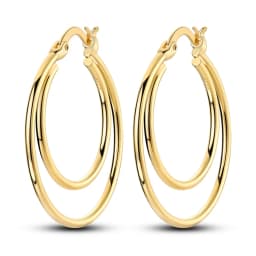 925 Sterling Silver Gold Color Circular Hoop Earrings Golden Earring Fit Original Charms Diy Fine Jewelry For Fashion Women