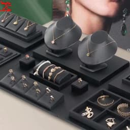 High Grade Black Leather Watch Display Rack Bracelet Earrings Display Plate Pearl Jade Rack Counter Jewelry Exhibition Props