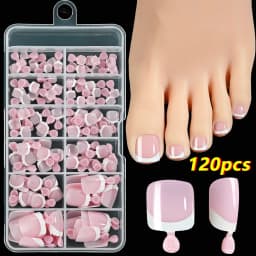 100Pcs White Short Square Flase Toenails Summer Press On Toes Full Cover Tips Pure Color Acrylic Artificial Wearable Toenails*8K