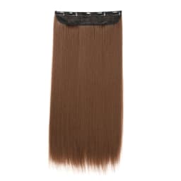 24Inch Synthetic Long Straight 5 Clips One Piece Invisible Hair Extensions Black Brown Hairpiece for Women