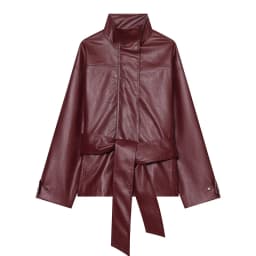 Fashion Solid Faux Leather Jackets Women's Stand Collar Full Sleeves Belted Jacket 2026 Autumn New Lady Casual Streetwear