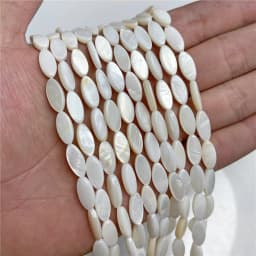 Oval Colorful Shell Beads Rice Shape Natural Mother of Pearl Shell Spacer Beads for Jewelry Making DIY Craft Accessories 15"