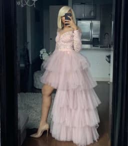 Lavender High Low Tulle Skirts 2024 High Street Custom Made Long Tiered Tulle Skirt Women To Party Female Maxi Tulle Skirt