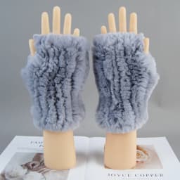 2026 New Fashion Real Rex Rabbit Fur Gloves Women Winter Genuine Fur Mittens Girl Fingerless Gloves Wrist Warmer Elastic Fluffy