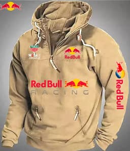 Red Bull Hot Men's Warm Hoodie - Winter Spring - Comfortable Zipper and Multiple Pockets - Classic Solid Color
