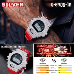 DW-6900 Series Moissanite Watch Case S925 Sterling Silver Iced Out Bezel For Men's Hip Hop Jewelry Watch Accessories