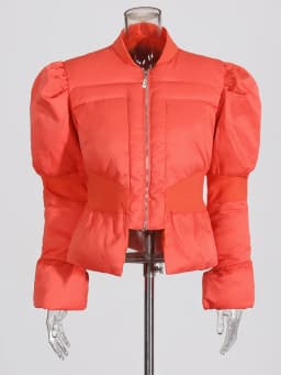 TWOTWINSTYLE Solid Slimming Coats For Women Stand Collar Flare Sleeve Patchwork Zipper Minimalist Tunic Jackets Female Fashion