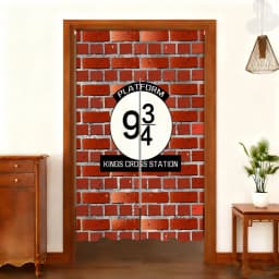 Harryy Potters 9 3/4 Train Platform Brick Wall Photography Backdrop Magic School Door Hanging Banner Half-Curtain Baby Portrait