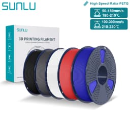 SUNLU High Speed Matte PETG Filament 1.75mm High Toughness Easy Print Fast 3D Printing Material Durable Smooth Finish 1KG Spool