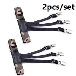 Men Shirt Stays Garters Belt With Locking Clamps,Adjustable Elastic Shirt Tuckers Garters,Shirt Holder,Leg Thigh Suspender Strap