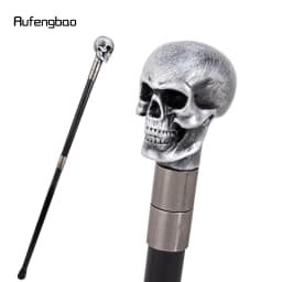Silver Resin Skull Walking Cane Fashion Decorative Stick Elegant Cosplay Cane Knob Crosier 94cm Performance Stage Cane