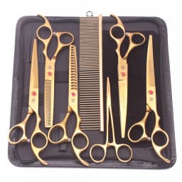 Purple Dragon Pet Scissors 7'' Stainless Dog Groomming Scissors Kit Straight Shears Thinning Shears Chunker Curved Shears Z3003