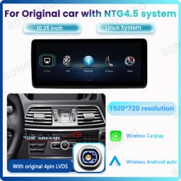 BONROAD 1920*720 10.25 Car Multimedia Touch Screen Wireless CarPlay Android Auto Radio GPS Stereo For Mercedes Benz E Class W212 Mirroring Airplay Autolink Navigation Display