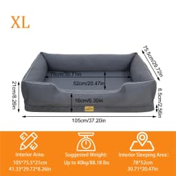 Orthopedic Dog Beds Dark Grey Pet Sofa Cushion with Removable Machine Washable Cover Foam Base & Bolsters Dog Couch for Large Medium Small Dogs