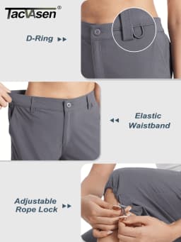 TACVASEN Summer Quick Dry Cargo Capri Pants Womens Outdoor Hiking Knee Length Joggers Lightweight Waterproof Shorts 6 Pockets
