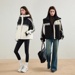 TOYOUTH Women's Short Down Jacket 2026 Winter New College Sporty Windproof Warm Liner Two Piece Set