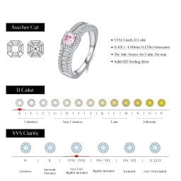 MODIAN 0.4CT Light Pink Moissanite Ring 925 Sterling Silver Luxury Asscher Cut Lab Diamond Finger Ring For Women Fine Jewelry