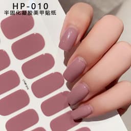 16Tips UV Semi-Cured Gel Nail Wraps Sticker 5D Pure Color Full Cover UV Lamp Gel Sticker Long-Lasting Nail Extension Patch Strip