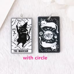 8Pcs 39*23 MM Black White Cat Tarot Card Charms Creative Acrylic Sun Moon And Lovers Jewelry For Earring Necklace Diy