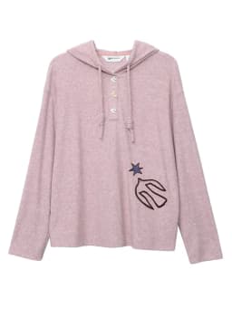 MOVEUP Hooded Drawstring Pullover 2026 Autumn Bird‑Shaped Buttons Embroidery Sweatshirts Loose Long Sleeve Casual Top 3ELQ10567