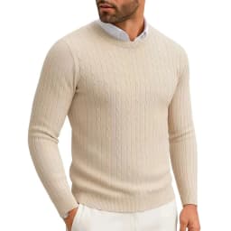 Men's Crewneck Knitted Pullover Sweater Fit Long Sleeve Casual Sweaters Winter Warm Twist Patterned Cable Work Jumper