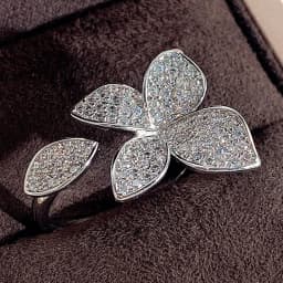Huitan Aesthetic Flower Adjustable Finger Ring Female Brilliant Zirconia Jewelry for Engagement Ceremony Delicate Accessories