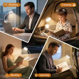 LED Clip On Book Light USB Charging Dimmable 3Color Mode LED Night Light Portable Reading Light for Bedroom Office Study Reading