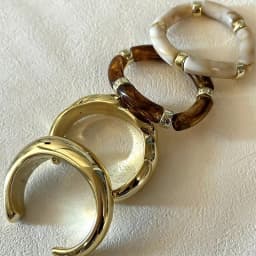 4pcs Vintage Stackable Resin Acrylic Bracelets for Women Bohemian Chunky Round Tube Beaded Elastic Bangle Bracelet Jewelry Gifts