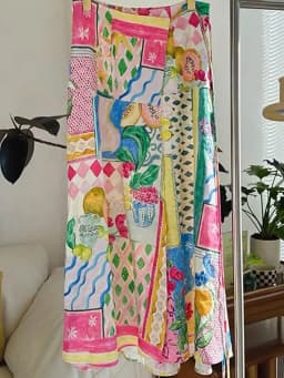Doodle A-Line Skirt Women's High Waist Midi Skirt Summer 2023 New Sle Small Size Faionable Commute Pattern Other