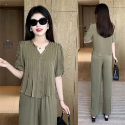 Short Sleeved Oversized Slimming Stylish Casual Summer Set Korean Version Sun Protection Suit For Women Shirt+Pant Two-Piece Set