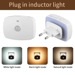 With EU Socket Motion Sensor Tri Color LED Night Light Ambient Wall Lamp for Bedroom Staircase Corridor Bathroom Entrance Hall