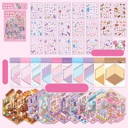 Mr. Paper 30Pcs 3D Three-Dimensional Stacking Miniature Scene stickers Scenery Sticker Book Students' Puzzle Handmade DIY Stress