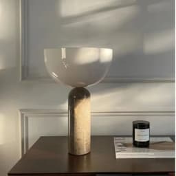 Yellow Travertine Fabric Art Table Lamp Japanese Marble Table Lamp For Living Room Bedroom Bedside Wabi Sabi Stone Desk Lighting